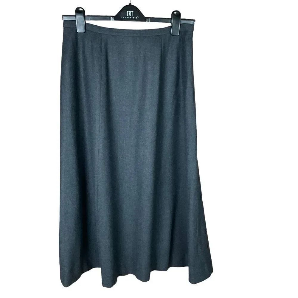 Carlisle Maxi Skirt Dark Grey A-Line Wool Spandex Blend Charcoal Women Size 14
